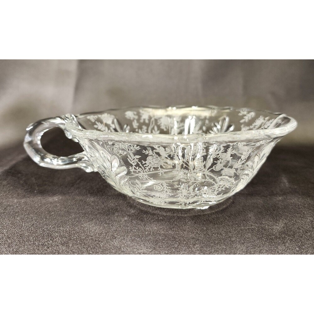 Fostoria Baroque Flared Handled Nappy Dish Bowl  5” Vintage clear glass